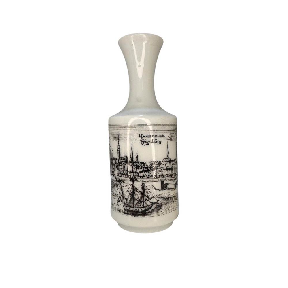 Vintage Royal Porcelain Bavaria‎ KLM Bud Vase Hamburg scene handcrafted 5 1/2"